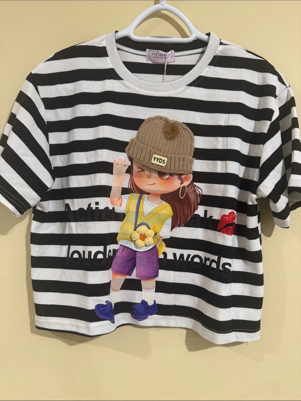 Striped Girls Short Sleeve Tee Size XL / Women cropped Size Small - CK below ā¬ļø